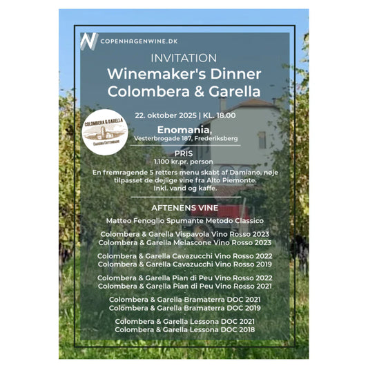 Winemaker's Dinner med Colombera & Garella - Enomania - Onsdag d. 22. oktober 2025 kl. 18:00