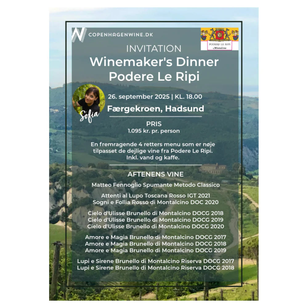 Winemaker's Dinner med Podere Le Ripi - Færgekroen, Hadsund - 26. september 2025 kl. 18:00